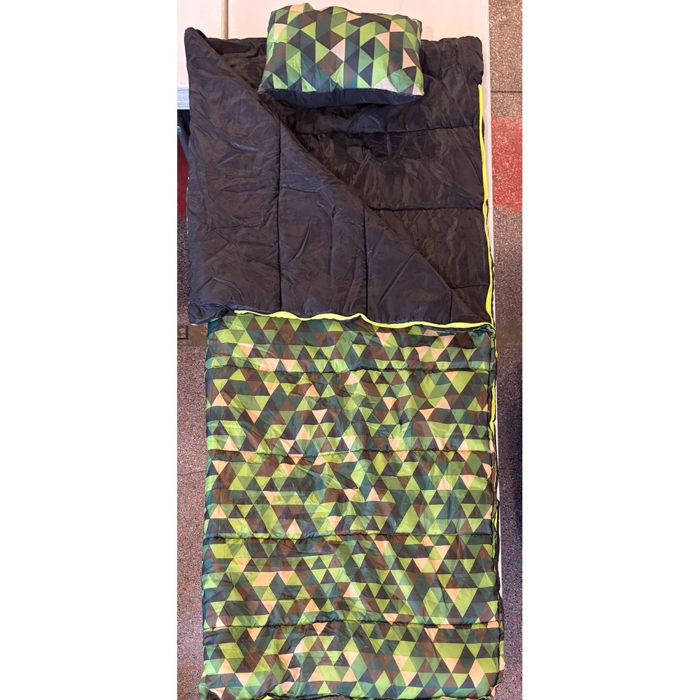 Magellan Outdoors Youth Reversible Sleeping Bag 75x32 Geometric Green Grey 45F